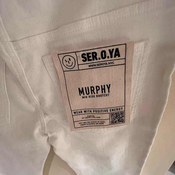 SER.O.YA Murphy Mid Rise Boot Cut Jean White NWT Size 26 - Picture 9 of 9